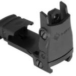 Mission First Tactical Rear Back Up Polymer Sight, black flip-up sight in rear three-quarter view