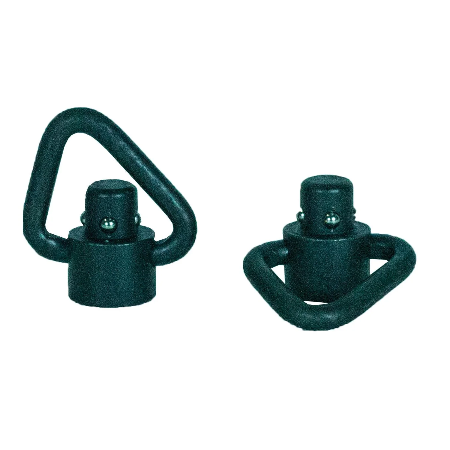 recessed-plunger-angled-push-button-swivels-primary Grovtec Recessed Plunger Heavy Duty Angled Loop Swivels, black, shown from two angles