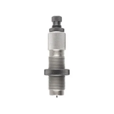 Redding 6mm GT Neck Sizing Die, silver threaded die in upright front view