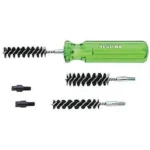 Redding Case Preparation Kit, green-handled tool with three black brushes and two fittings
