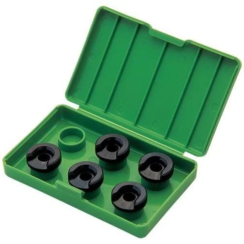 Redding Competition Shell Holder Set #2 Size, five black holders in an open green case
