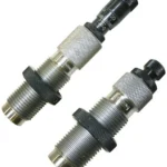Redding Premium Handgun Die Set for Straight Wall Cases silver two-die set with knurled collars
