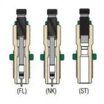 Redding Series A Deluxe Die Set, three cutaway die diagrams labeled FL, NK and ST