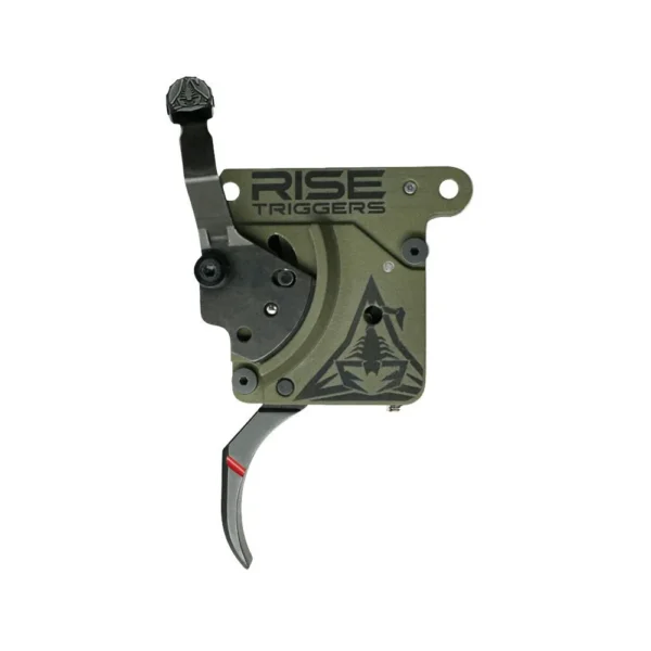 Rise Armament Reliant Hunter black curved rifle trigger, left-side view