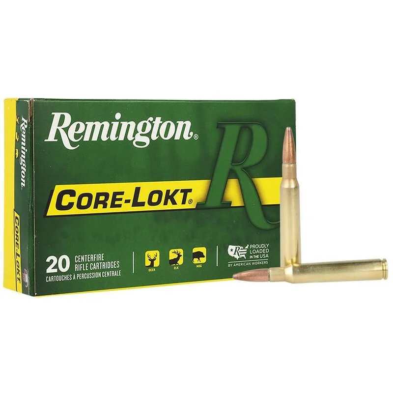 remington-core-lokt-7x64mm-brenneke-140-gr-psp-rifle-ammo-primary Remington Core-Lokt 7x64mm Brenneke ammunition, green box front with two cartridges visible