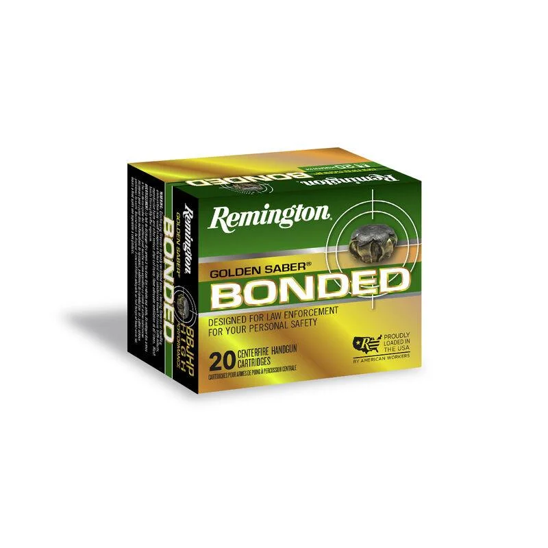 remington-golden-saber-bonded-10mm-auto-ammo-primary Remington Arms Co. Inc. Remington Golden Saber Defense Bonded Handgun Ammunition 10mm Auto 180gr BJHP 1150 fps 20/ct