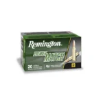 Remington Premier Match Rifle Ammunition, green and black box shown at an angle