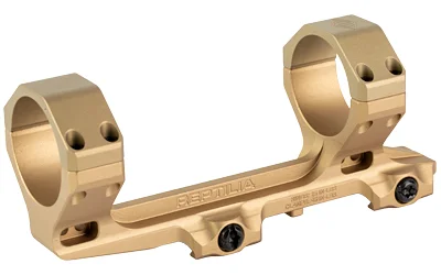 REPTILIA AUS 35MM MOUNT 1.54 FDE tan dual-ring mount, angled side view with clamp screws