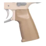 REPTILIA CQG-NB AR PISTOL GRIP FDE tan textured pistol grip, right-side view on a partial frame