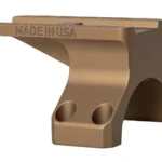 REPTILIA ROF-90 34MM AMPNT MICRO FDE tan optic mount, angled front view with two mounting holes