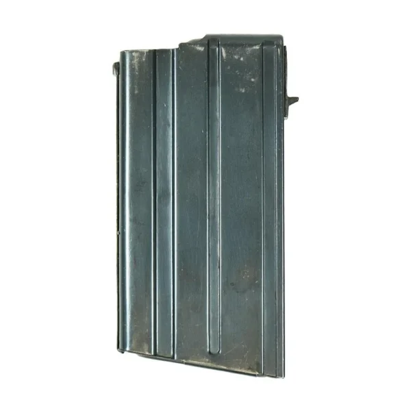 Riley Defense AK Rifle Magazine, dark grey metal, upright front view with ribbed body