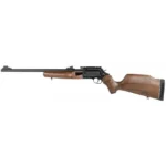 Rossi Circuit Judge Rifle, left-side view with black barrel, brown wood stock and fore-end