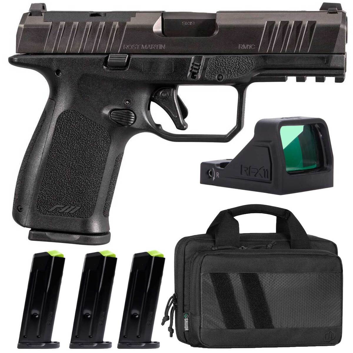 rost-martin-rm1c-compact-bundle-9mm-luger-4in-black-nitron-pistol-101-rounds-1984736-1.jpg ROST MARTIN RM1C OR 4" CA BUNDLE