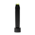 Rost Martin Magazine for RM1F, black side view with extended baseplate and green follower