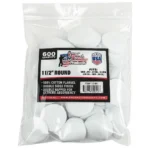 Pro-Shot 1 1/2-inch Round Cotton Patches, clear bag filled with white patches and labeled 600 count