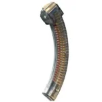 ProMag Ruger 10/22/Charger Magazine, side view of curved smoke polymer magazine with visible cartridges