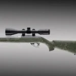 HOGUE RUGER 10/22 STOCK OVERMOLD STANDARD BRL, green right-side view with mounted scope