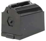 Ruger Rifle Magazine, black angled side view with feed lips and textured base tab