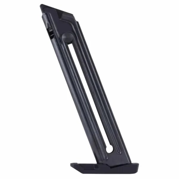 Mec-Gar Ruger Mark III 22/45 handgun magazine, angled black side view with long slot