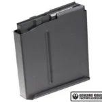 MAG RUGER PREC RFL MAG, black, angled side view with metal body and top feed lips