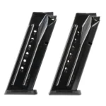 MAG RUGER SEC-9/PC, two black magazines in angled side view with witness holes and baseplates