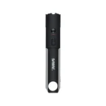 Sabre 2-in-1 Stun Gun with LED Flashlight in black, front view with side controls and end loop