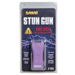 Security Equipment Corporation Sabre Mini Stun Gun, light purple, front view in retail packaging