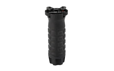 SAMSON M-LOK GRIP MED GREN POLY BLK, black front view with finger grooves and top mount
