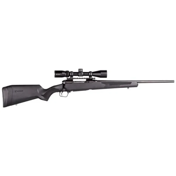 Savage Arms SAV 110 APXHTR PKG, black bolt-action rifle, right-side view with mounted scope