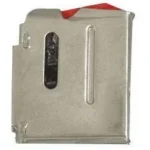 Savage Arms MAG SAV 93 Series Magazine, stainless front view with window and red follower