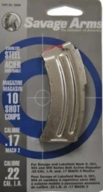 Savage Arms MAG SAV MKII curved silver magazine in retail blister packaging