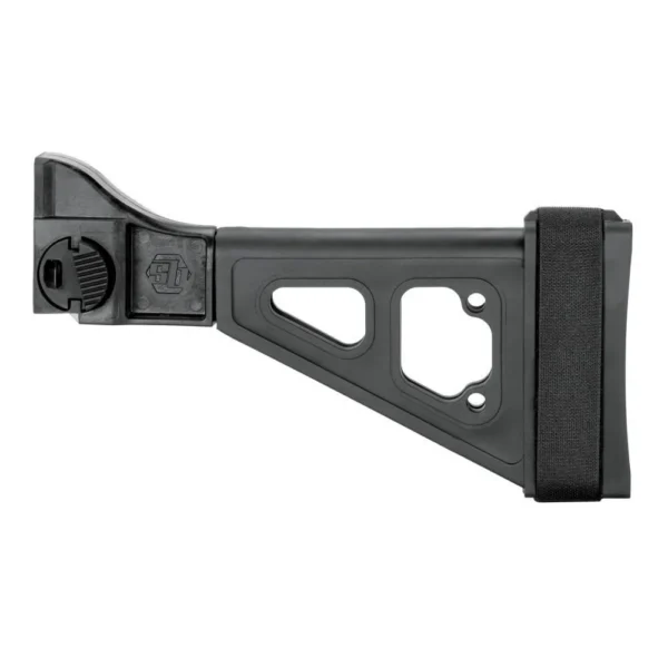 SB Tactical SBT pistol stabilizing brace in black, right-side view with rubber butt pad