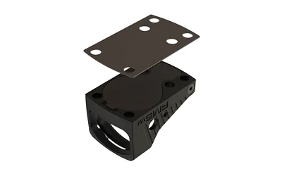 Shield Sights SHLDS SEAL PLATE RMSW NARROW SLIDES black plate above a black sight body, angled view