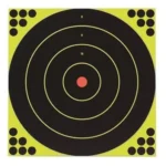 Birchwood Casey Shoot-N-C 12-inch Bull's-eye, black target with yellow rings and red center