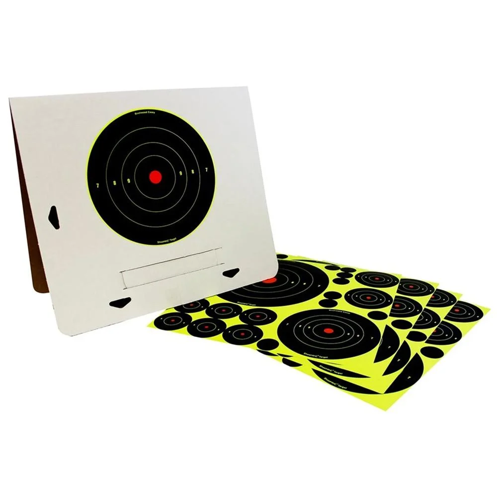 shoot-n-c-deluxe-target-kit-primary Birchwood Casey Shoot-N-C Deluxe Target Kit with white target box and yellow target sheets