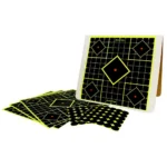 Birchwood Casey Shoot-N-C Sight-In Target Kit with black grid targets and neon yellow markings