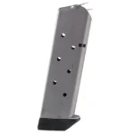 Chip McCormick Shooting Star Classic 1911 Magazine, stainless side view with black base pad