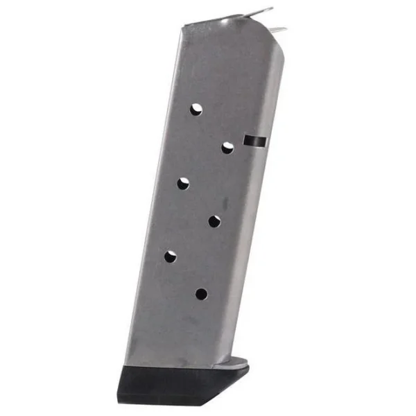 Chip McCormick Shooting Star Classic 1911 Magazine, stainless side view with black base pad