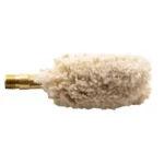 Pro-Shot Shotgun Cotton Bore Mop, side view with cream cotton head and brass threaded tip