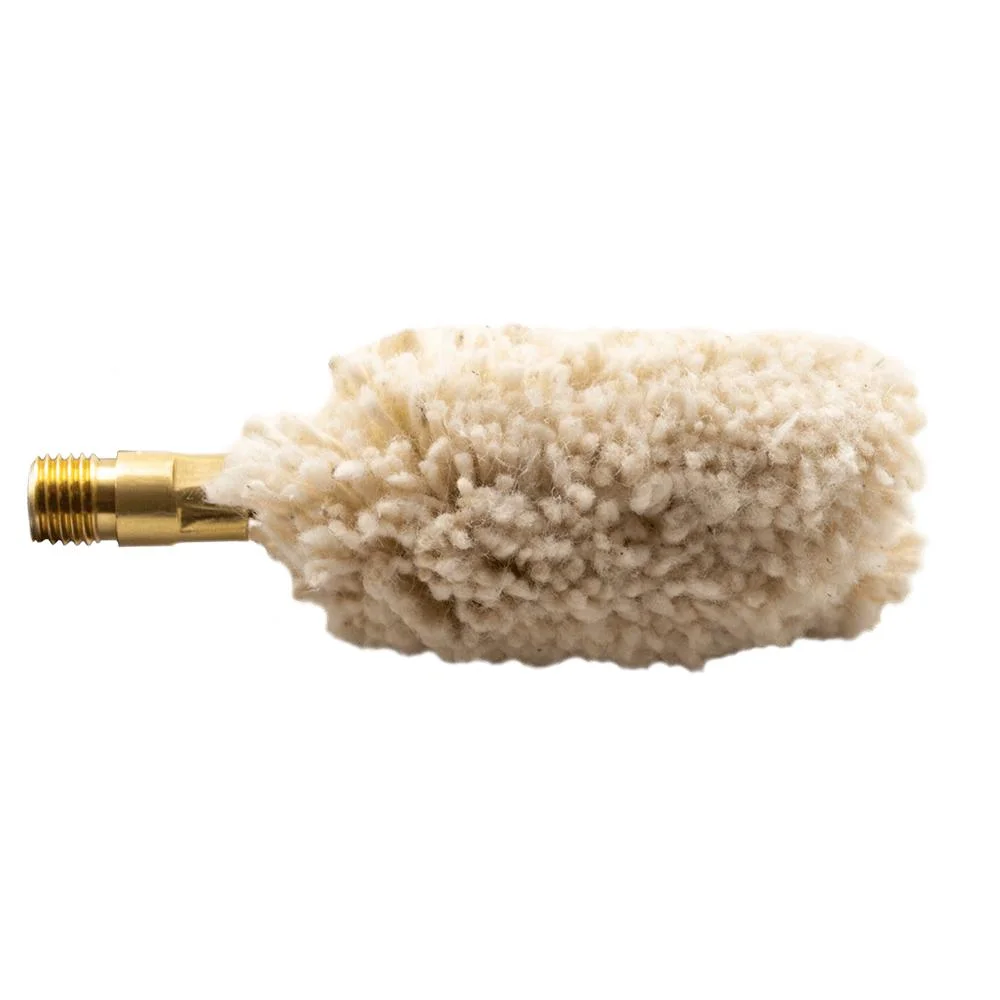 shotgun-cotton-bore-mop-10-12-16-gauge-primary Pro-Shot Shotgun Cotton Bore Mop, side view with cream cotton head and brass threaded tip