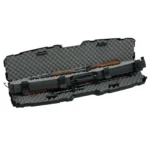 Plano PillarLock Pro-Max Side by Side Scoped Gun Case, open black case with foam and long gun