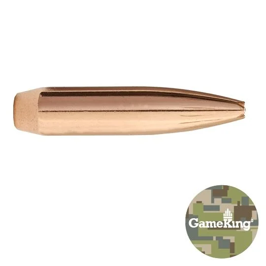 Sierra GameKing Rifle Bullets, copper-colored pointed bullet in side view with GameKing logo