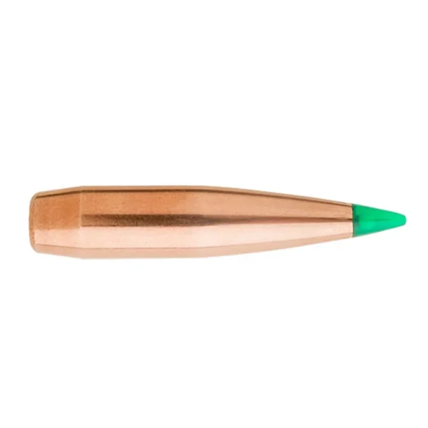 Sierra Green Tipped GameKing Rifle Bullets, side view of copper bullet with green polymer tip