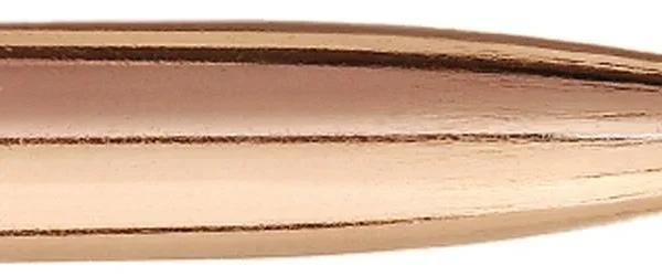 Sierra MatchKing Rifle Bullets, side view of a single copper-colored pointed bullet