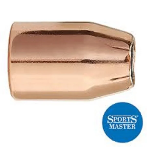Sierra Sports Master, side view of copper-colored hollow-point handgun bullet