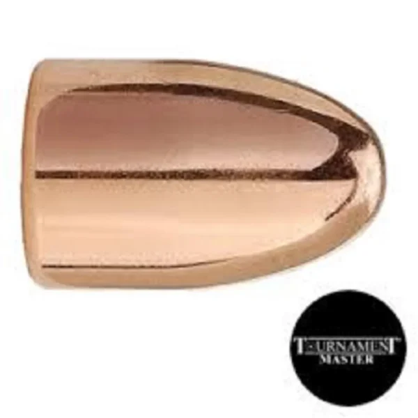 Sierra Tournament Master handgun bullet, copper-coloured side view with rounded nose