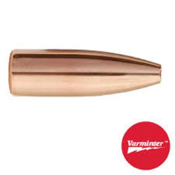 Sierra Varminter Rifle Bullets, side view of copper-colored hollow-point bullet