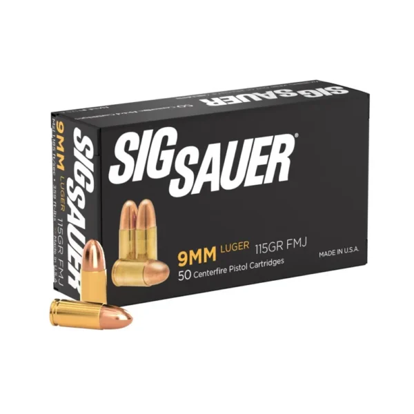 Sig Sauer Sig Elite Performance Handgun Ammunition 9mm Luger 115 gr FMJ 1185 fps 50/ct