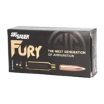 Sig Sauer Elite Bonded Rifle Ammunition, black Fury box shown from front and right side