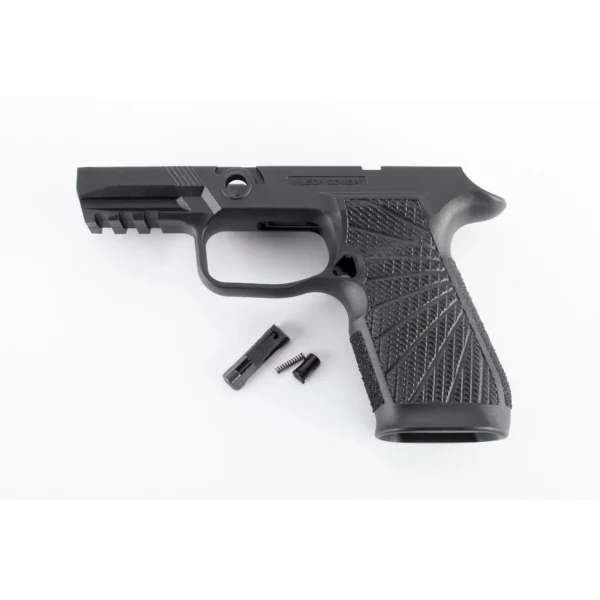 Wilson Combat Grip Module for Sig Sauer P320 Carry II, black side view with three loose pins